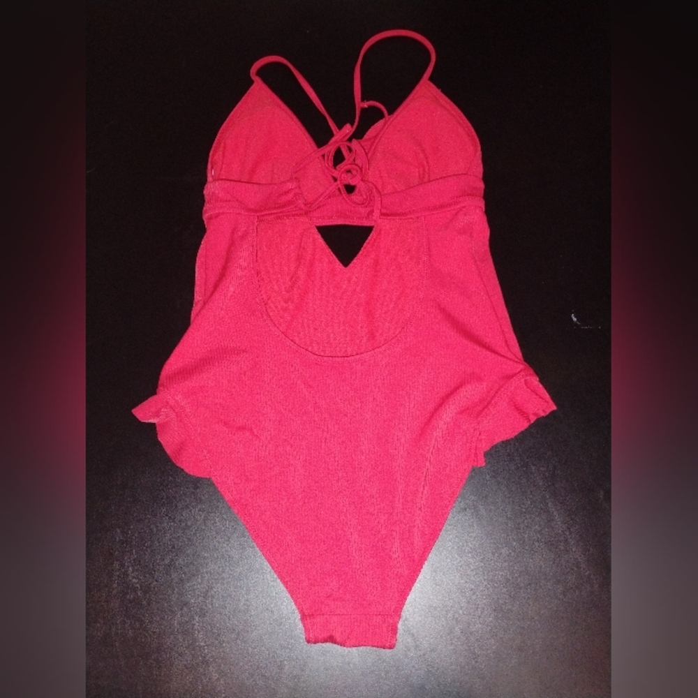Red 1 Piece No Bundries Bathing Suit
